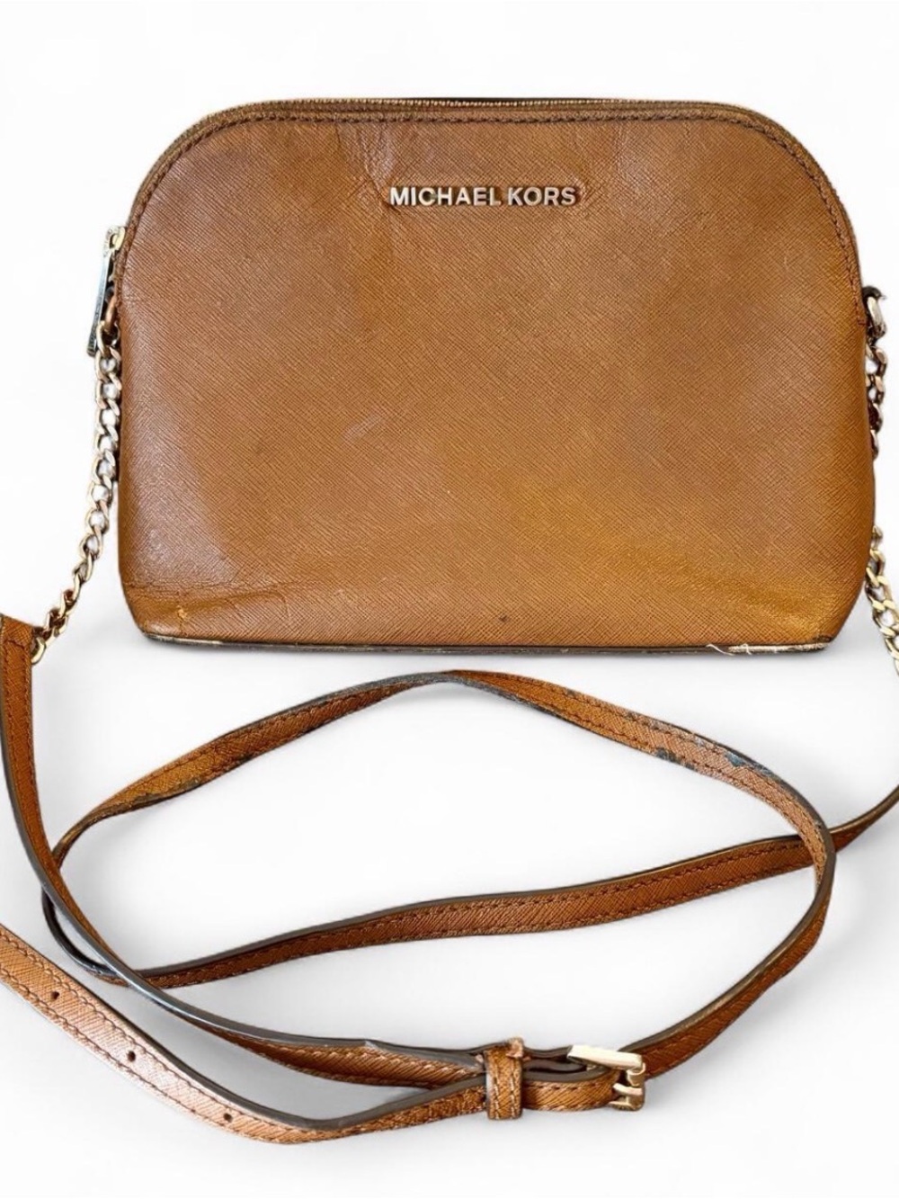 Michael Kors Tan Leather Crossbody Bag with Gold Hardware